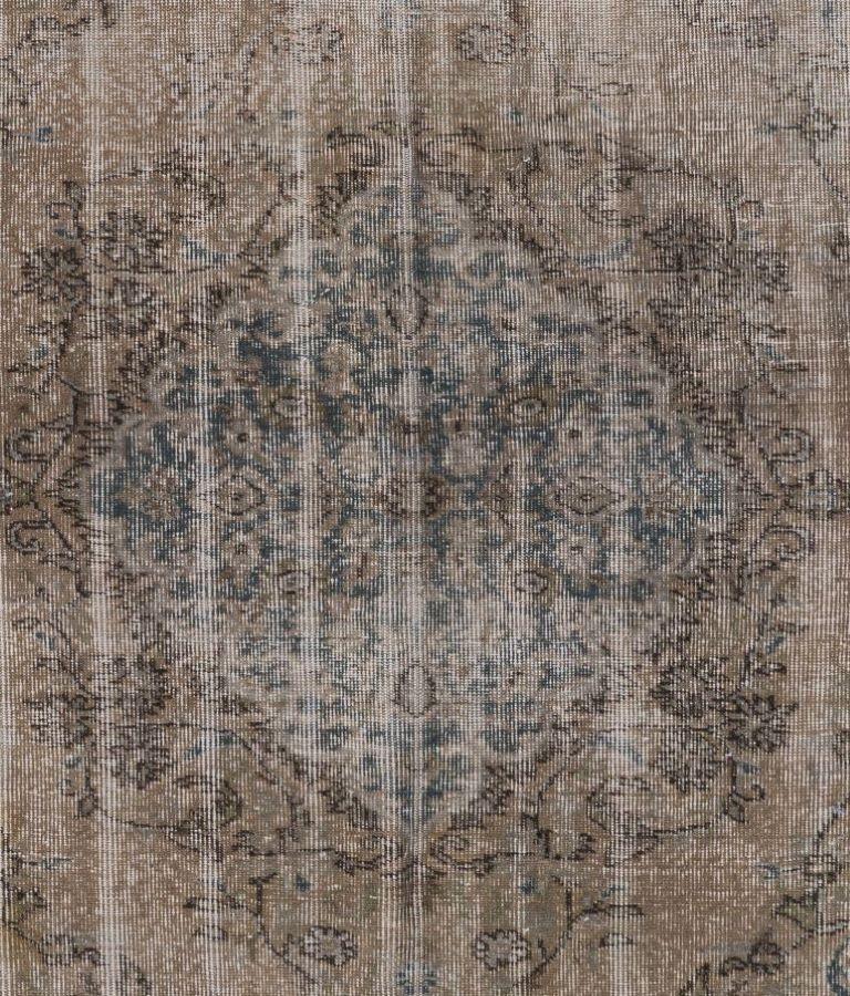 Hand-Woven Hand-Knotted Vintage Central Anatolian Rug Overdyed in Gray for Modern Interiors