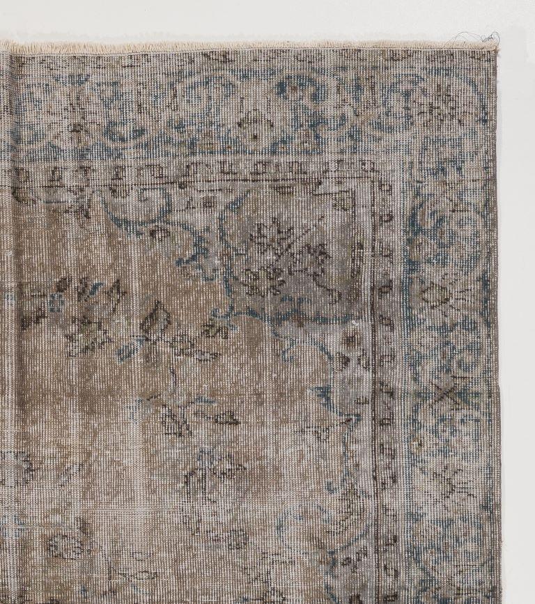 20th Century Hand-Knotted Vintage Central Anatolian Rug Overdyed in Gray for Modern Interiors