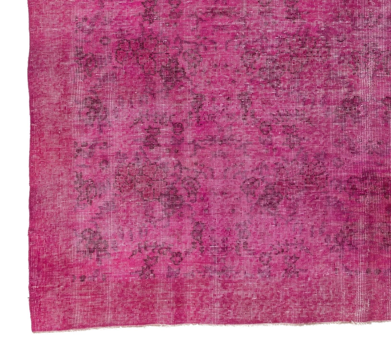 A vintage Turkish rug re-dyed in pink color.
Finely hand knotted, low wool pile on cotton foundation. Deep washed.
Sturdy and can be used on a high traffic area, suitable for both residential and commercial interiors.
  