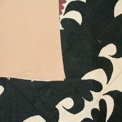 Vintage Central Asian Oversized Silk Suzani Embroidered Rug