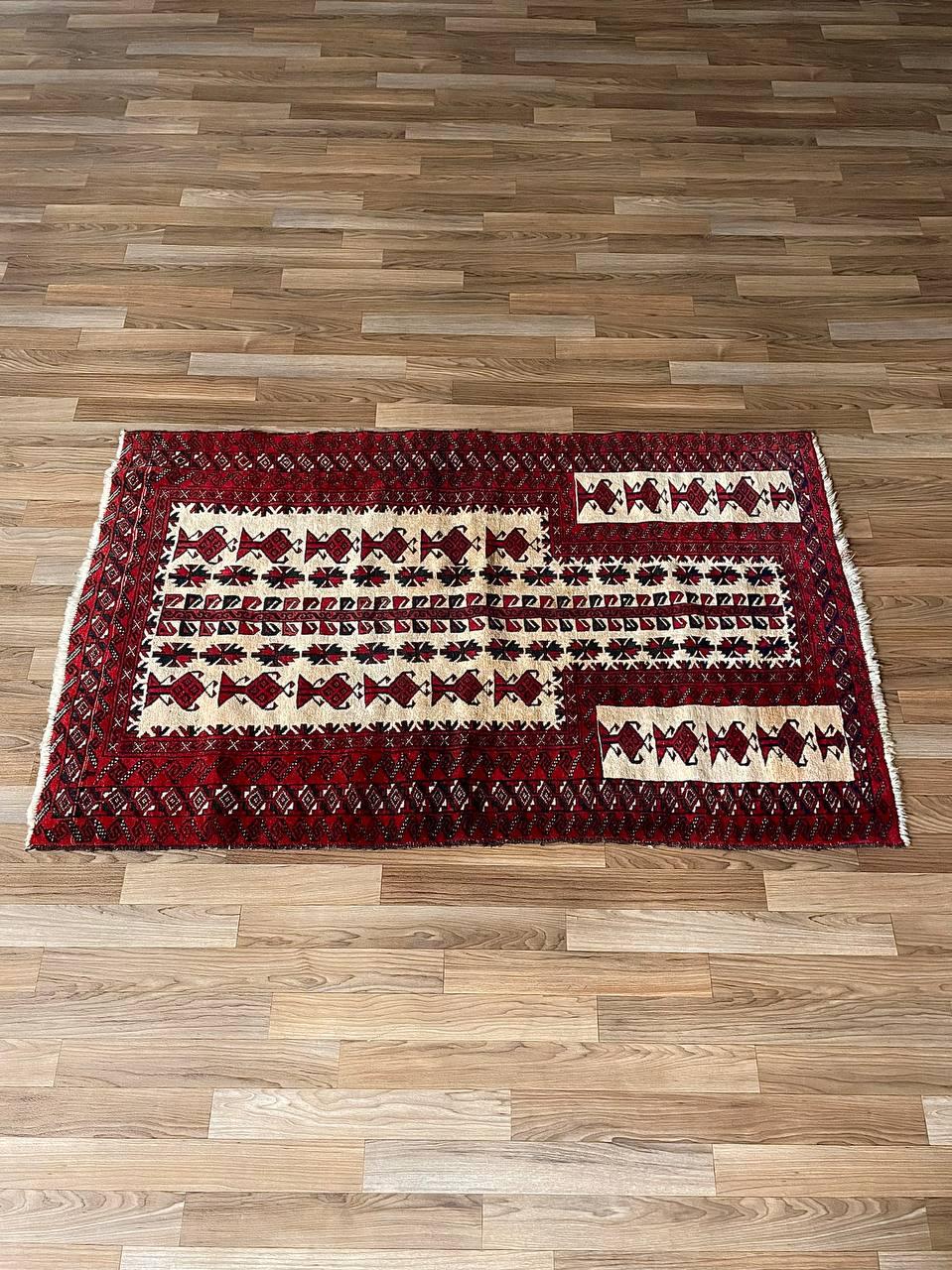 Tribal Tapis tribal vintage d'Asie centrale en laine nouée à la main - Yomut Turkmen Design en vente