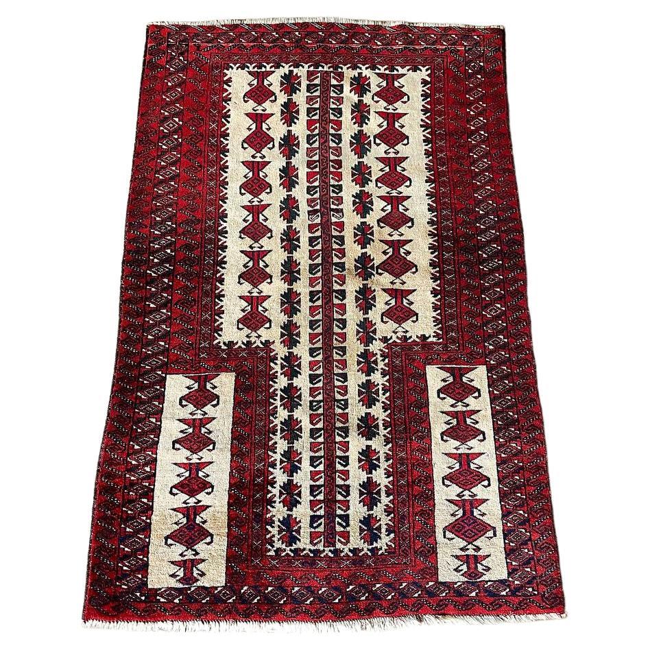 Tapis tribal vintage d'Asie centrale en laine nouée à la main - Yomut Turkmen Design