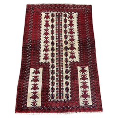 Vintage Central Asian Tribal Hand-Knotted Wool Rug – Yomut Turkmen Design