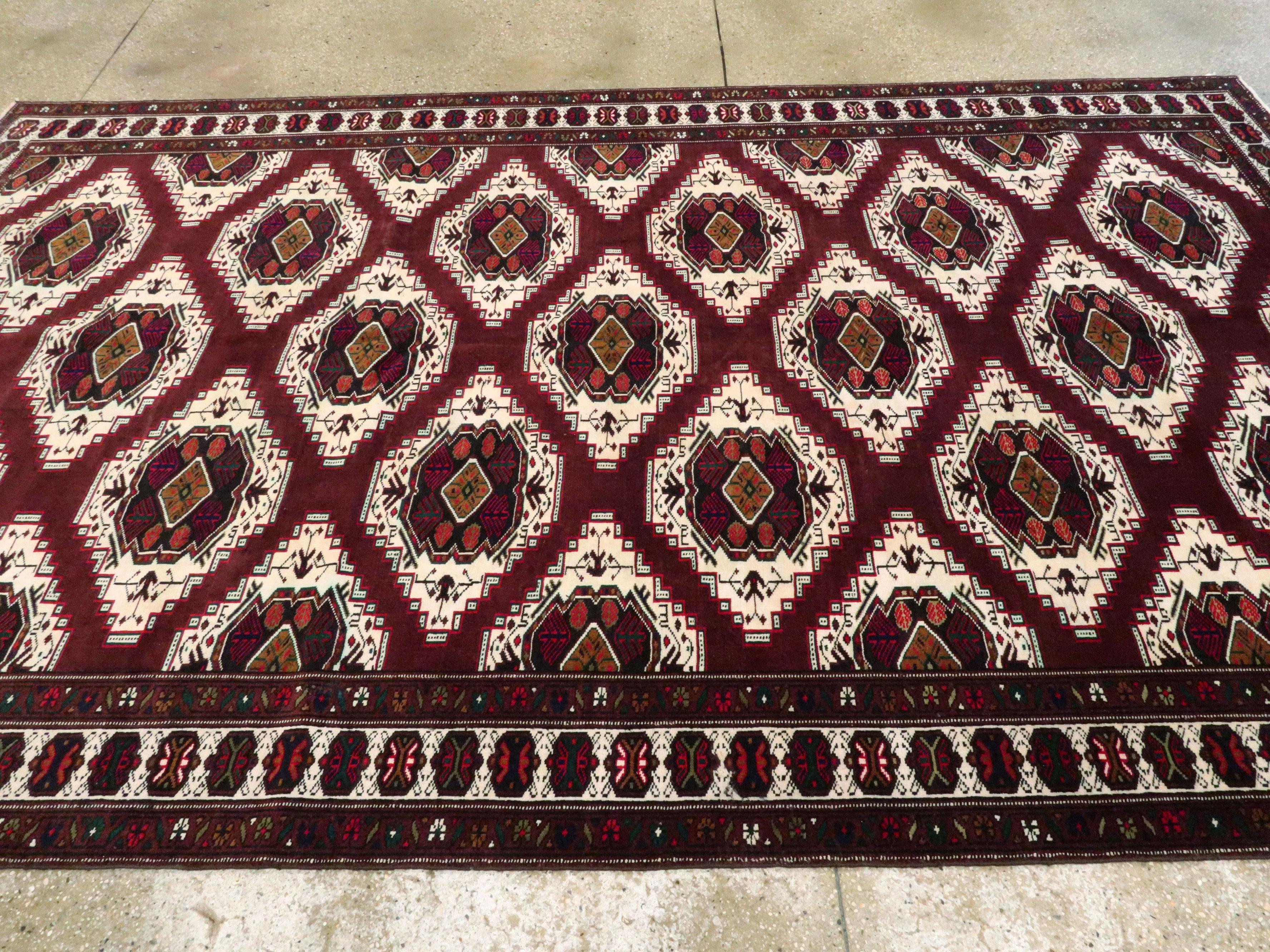 Wool Vintage Central Asian Turkoman Carpet For Sale