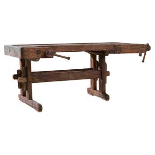 Antique Carpenter's Workbench, Solid Wood, German at 1stDibs