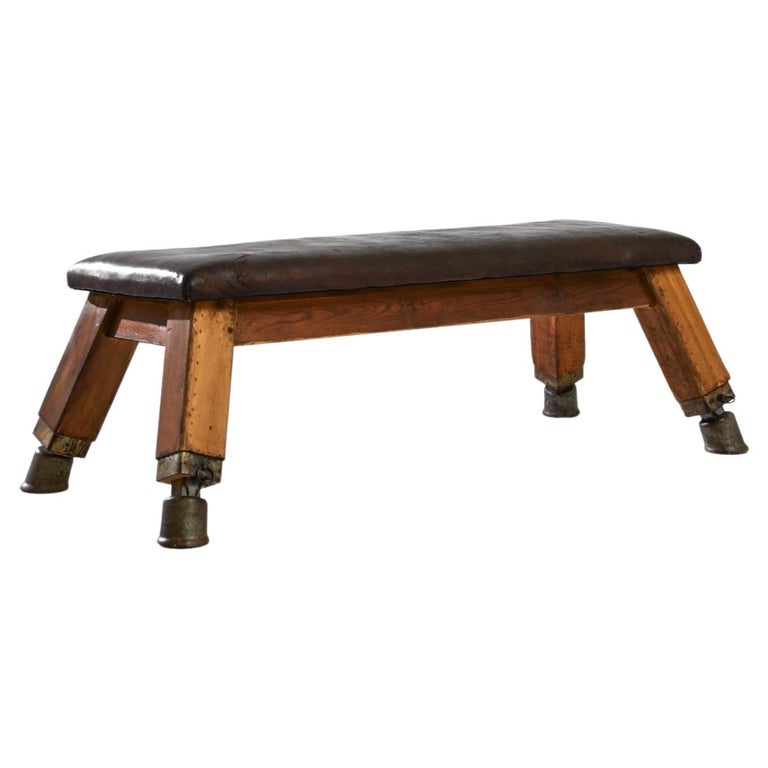 Vintage Central European Leather Pommel Horse Bench For Sale at 1stDibs