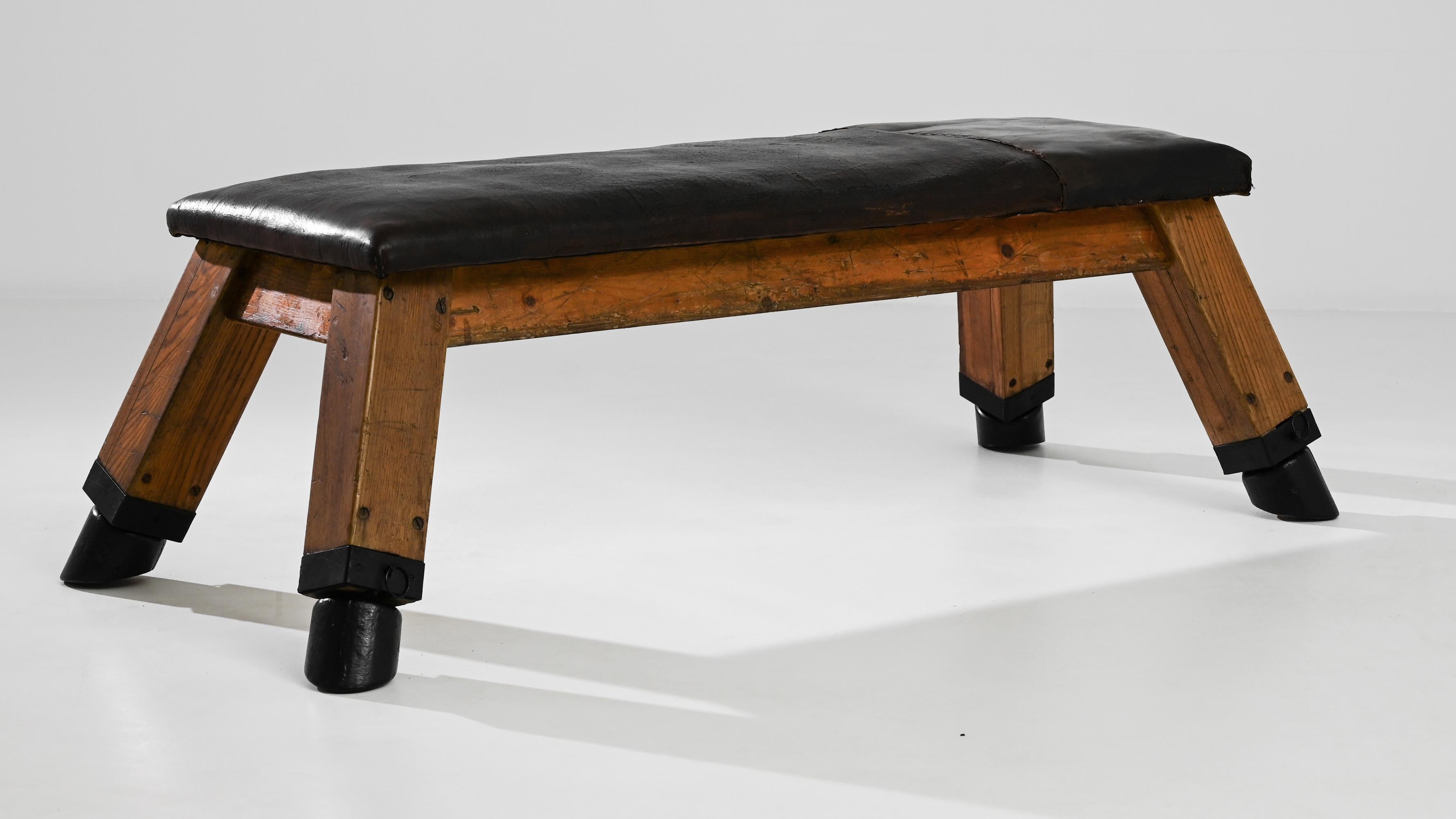 20th Century Vintage Central European Leather Pommel Horse