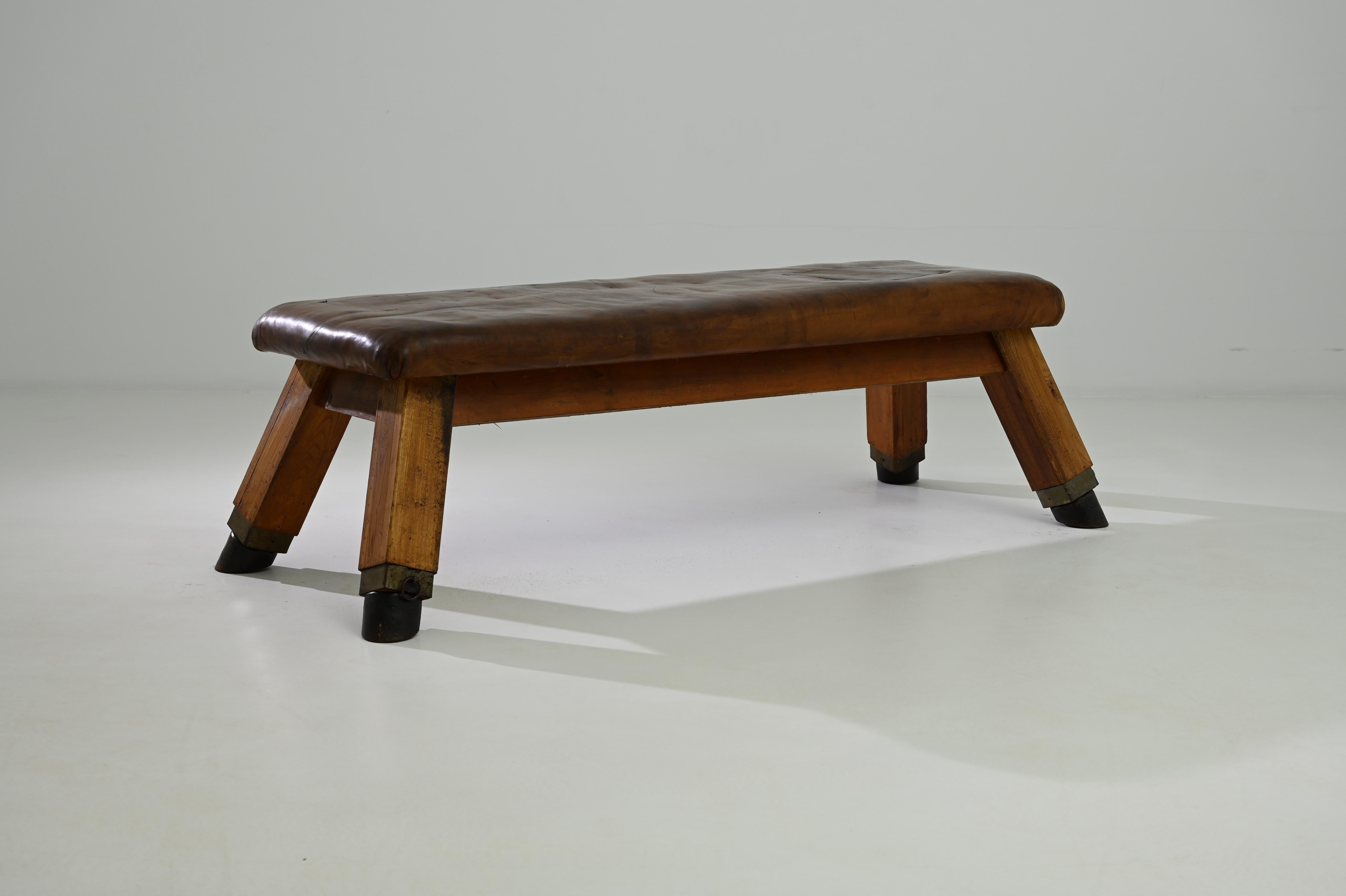 20th Century Vintage Central European Leather Pommel Horse