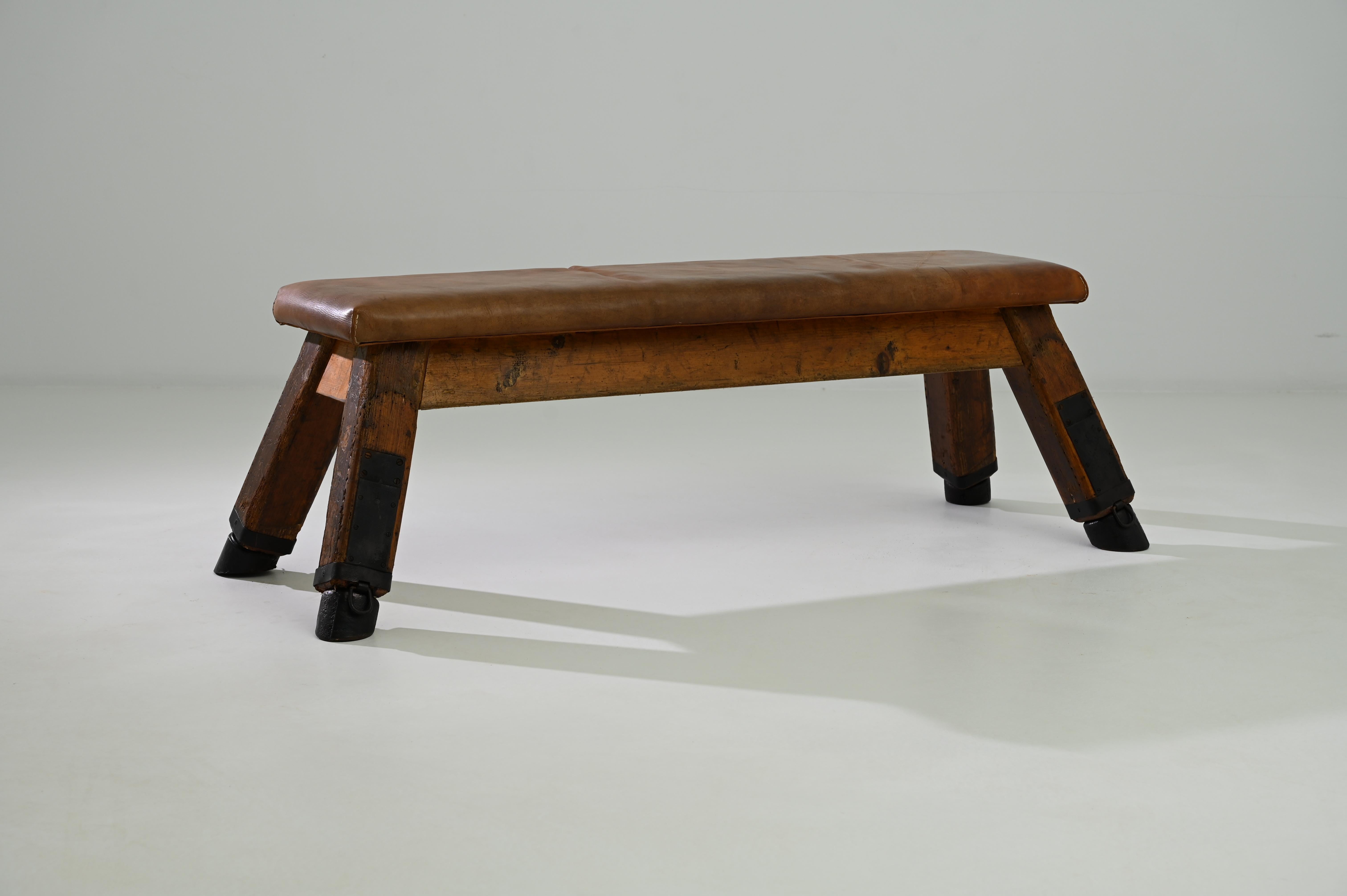 Mid-20th Century Vintage Central European Leather Pommel Horse