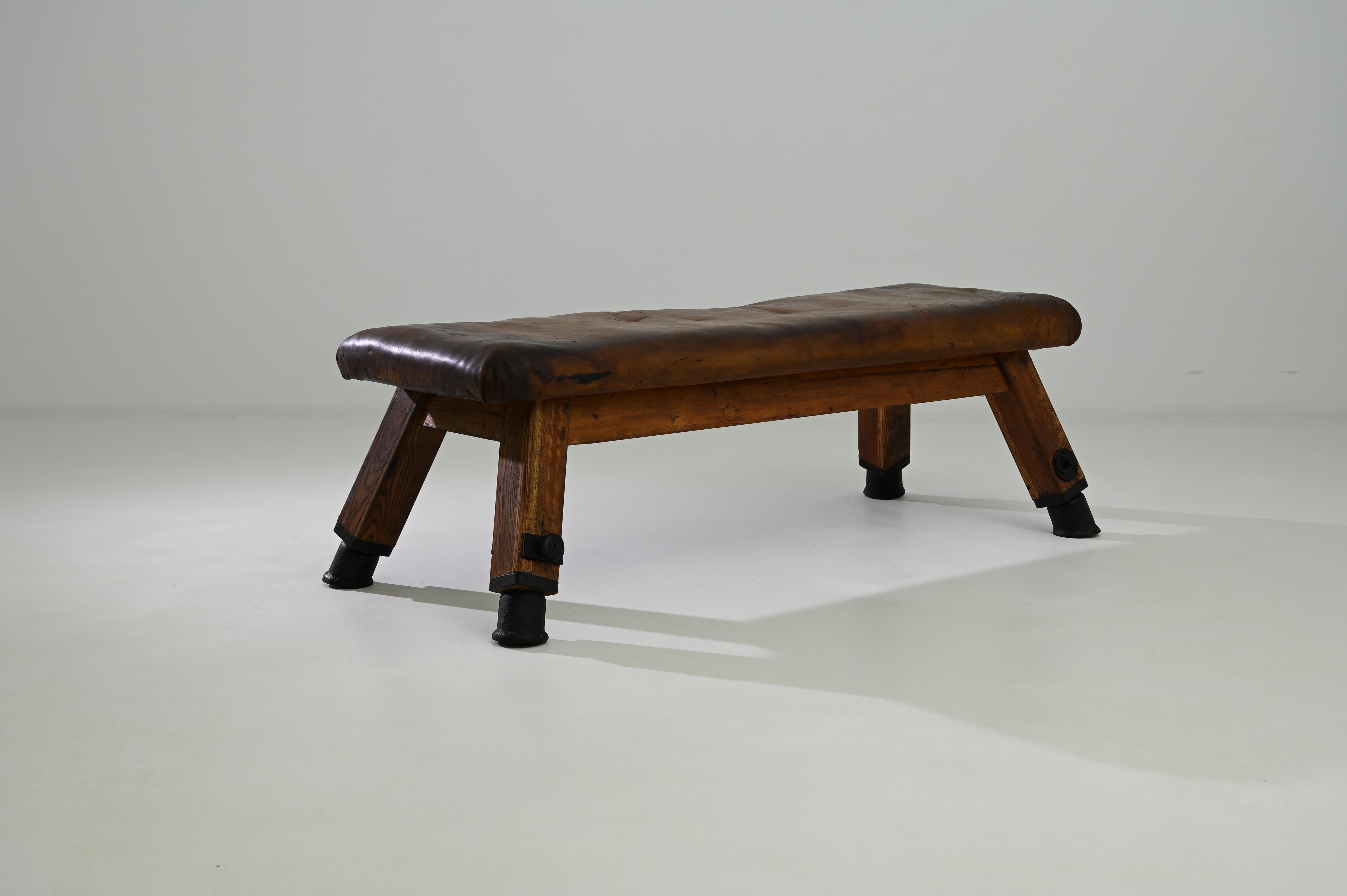 20th Century Vintage Central European Leather Pommel Horse