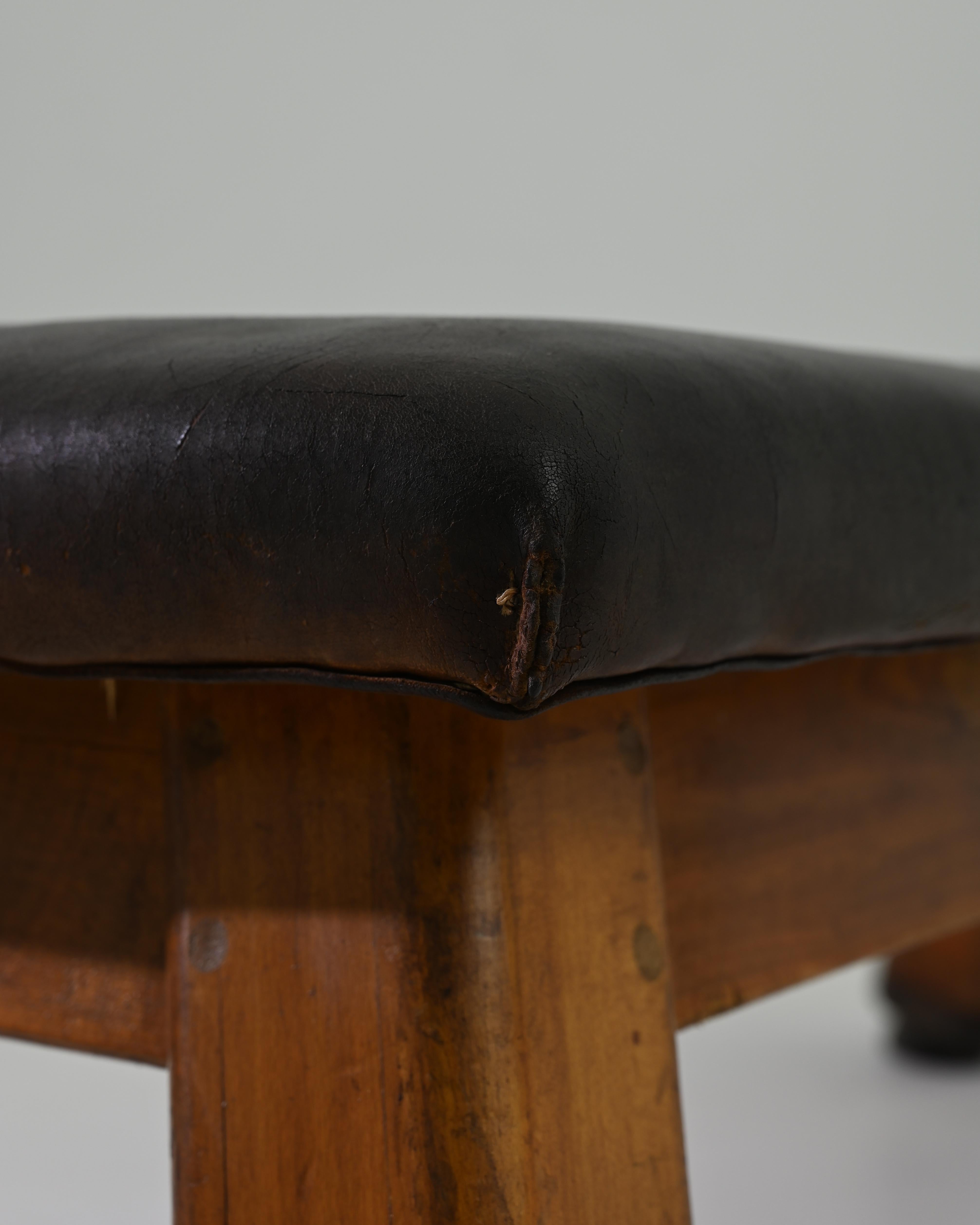 Vintage Central European Leather Pommel Horse 4
