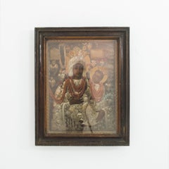 Vintage Central European Madonna with Wooden Frame