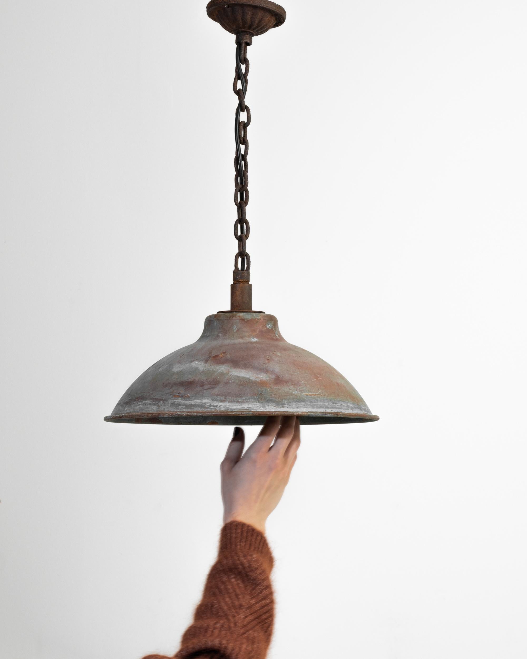 Mid-20th Century Vintage Central European Metal Industrial Lamp