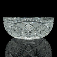 Vintage-Obstschale mit Tafelaufsatz, englisch, geschliffenes Kristallglas, Dekor, Servierschale