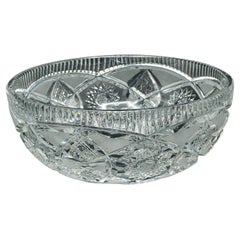 Vintage Centrepiece Fruit Bowl, English, Cut Crystal Glass, Decor, Serving Dish
