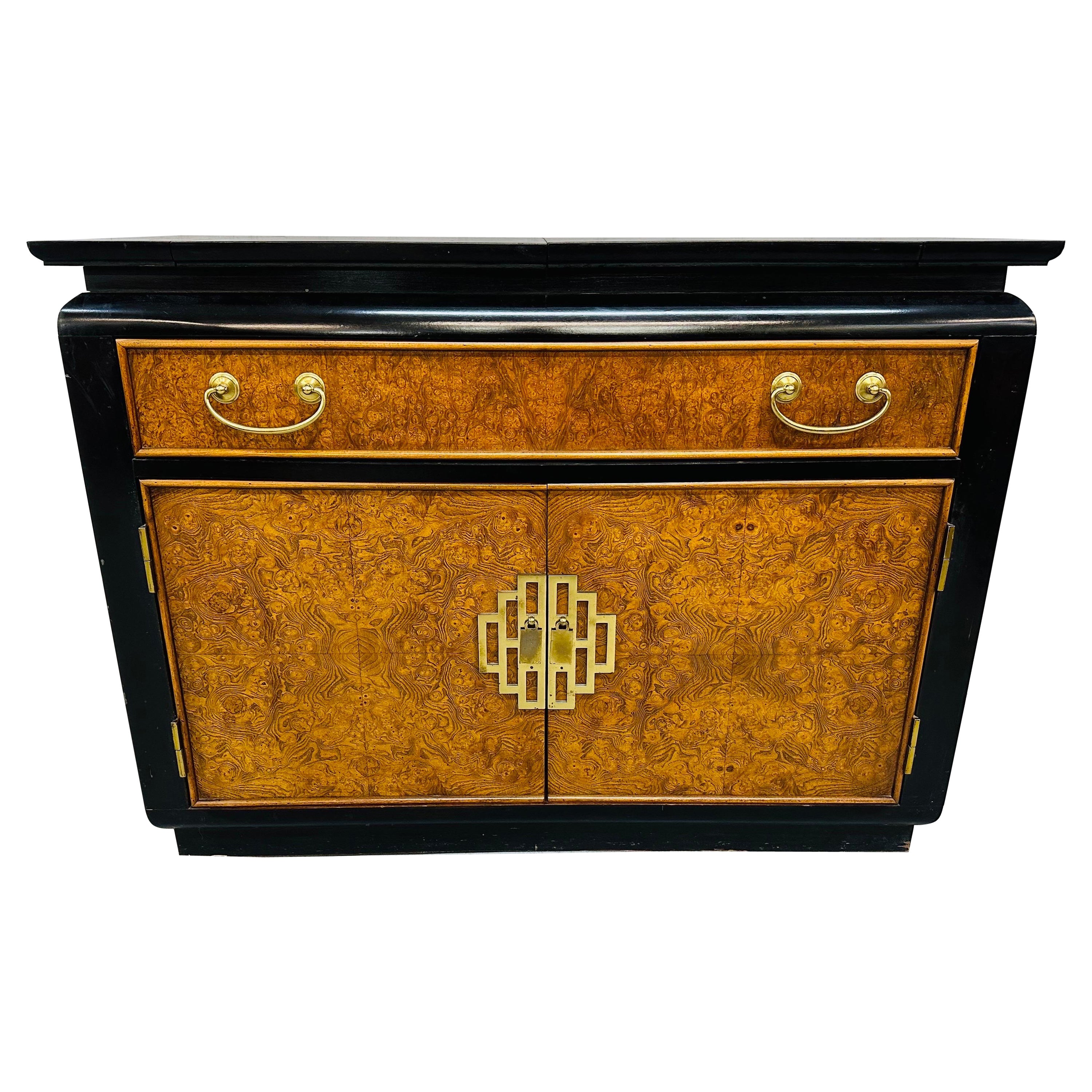 Vintage Century Burled 
Black Lacquered Server