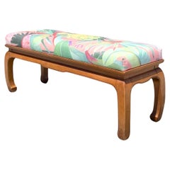 Vintage Century Chair Company Ming Foot Wood Bench With Mokum La Palma Seat
