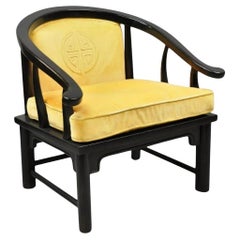 Vintage Century Chinoiserie James Mont Style Asian Horseshoe Ming Lounge Chair