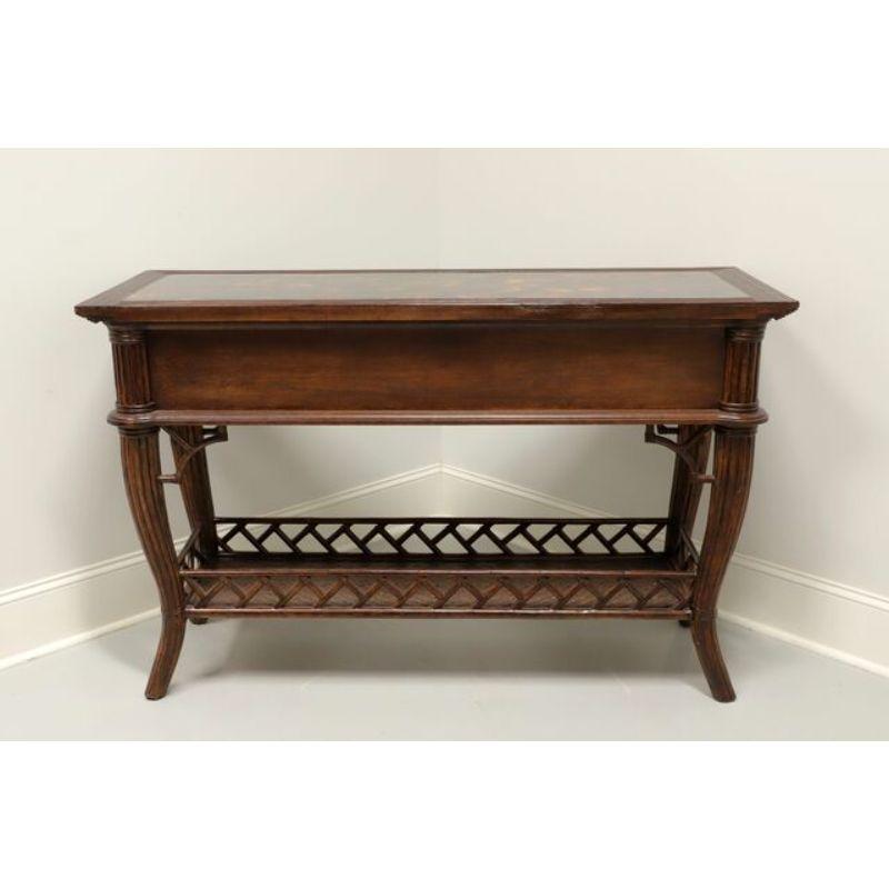 American CENTURY Faux Bamboo Rattan and Mottled Composition Console Table