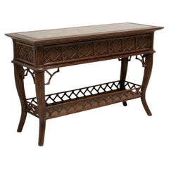 CENTURY Faux Bamboo Rattan and Mottled Composition Console Table