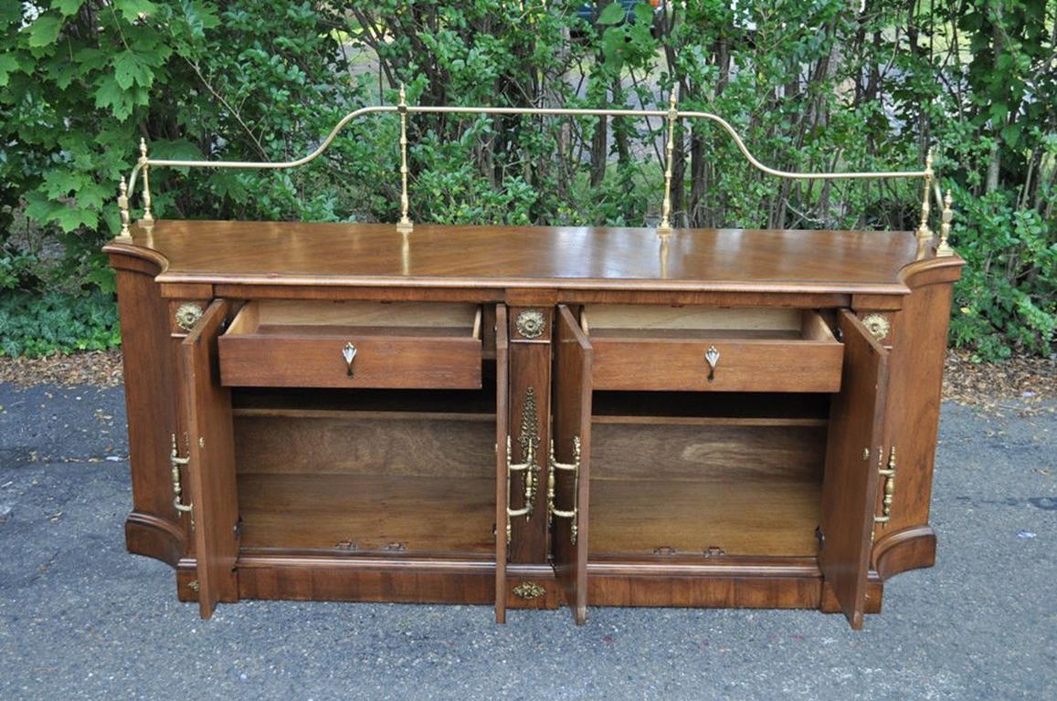 Late 20th Century Vintage Century French Empire Neoclassical Burl Wood Credenza Sideboard Cabinet