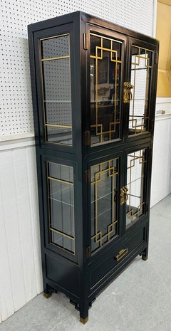 Vintage Century Furniture Black Lacquered Display Cabinet