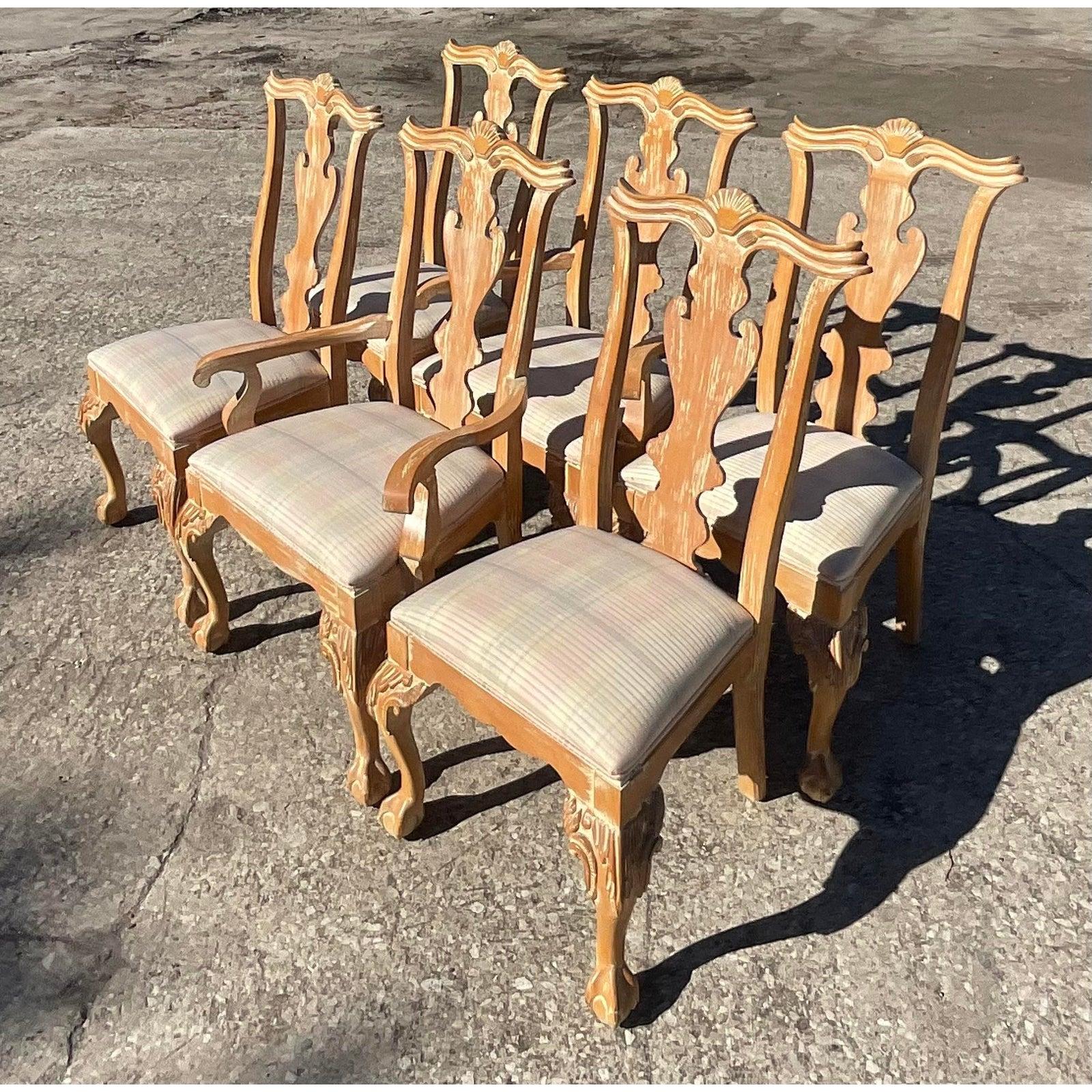 Vintage Century Furniture Cerused Chippendale Dining Chairs, Set of 6 2