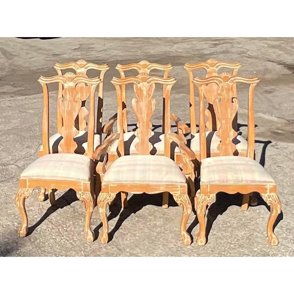 Vintage Century Furniture Cerused Chippendale Dining Chairs, Set of 6 3