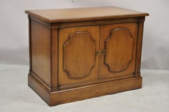 Vintage Century Furniture Hollywood Regency 2 Door Walnut Record Console Cabinet