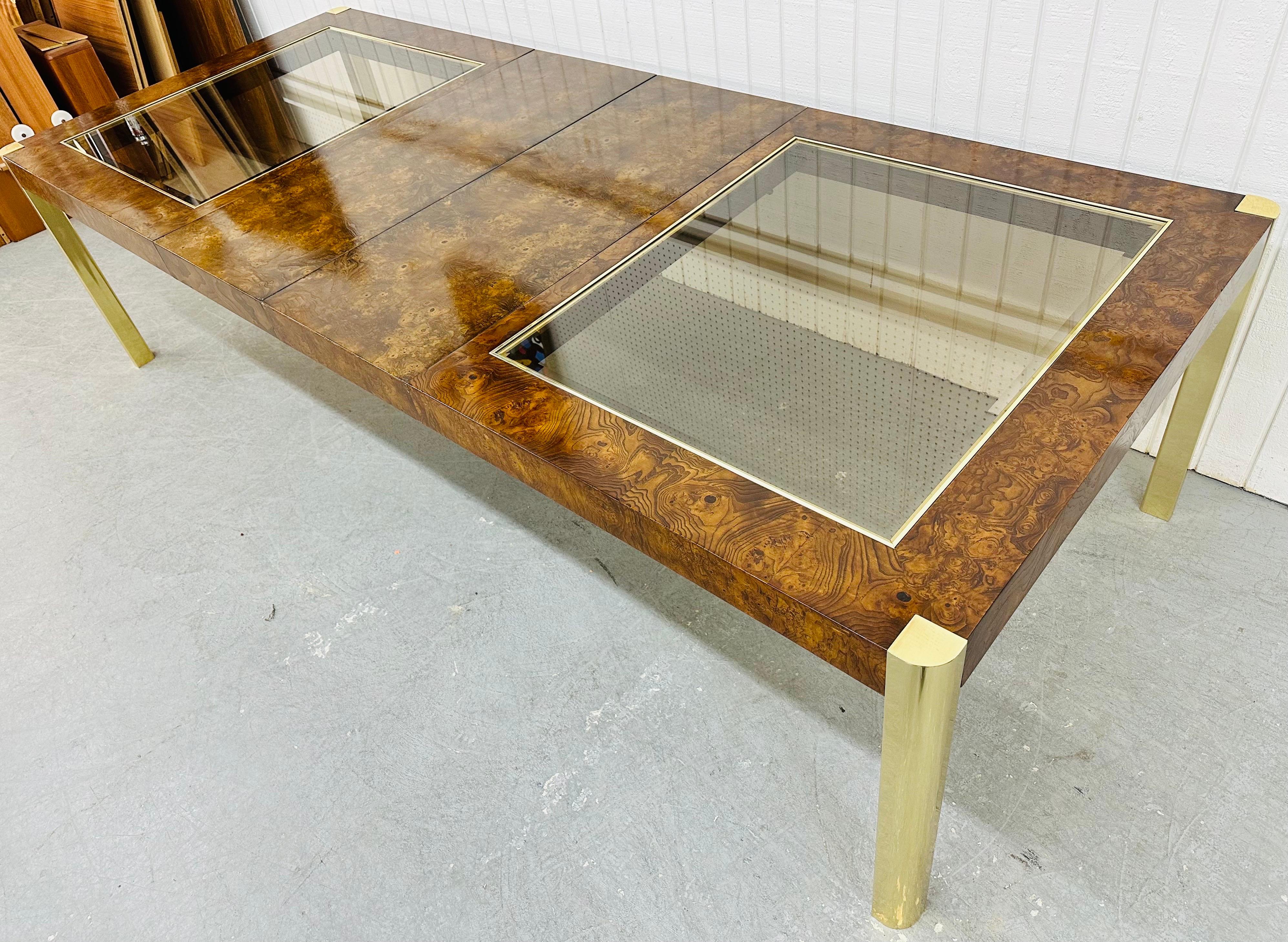 Vintage Century Furniture Modern Burled Walnut Dining Table In Good Condition In Clarksboro, NJ