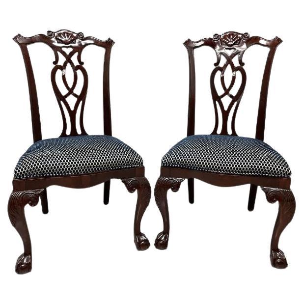 CENTURY Mahogany Chippendale Ball in Claw Dining Side Chairs - Pair