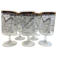Vintage Cera Glass, 8 Dow-Jones Footed Cocktail Glasses for 1958-1968