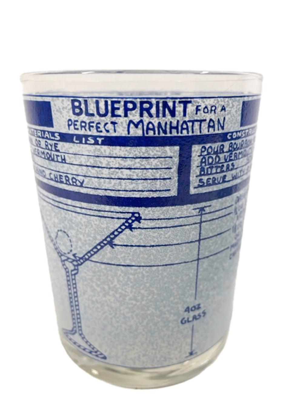 20th Century Vintage Cera Glassware Blueprints for the Perfect Cocktail Rocks Glasses