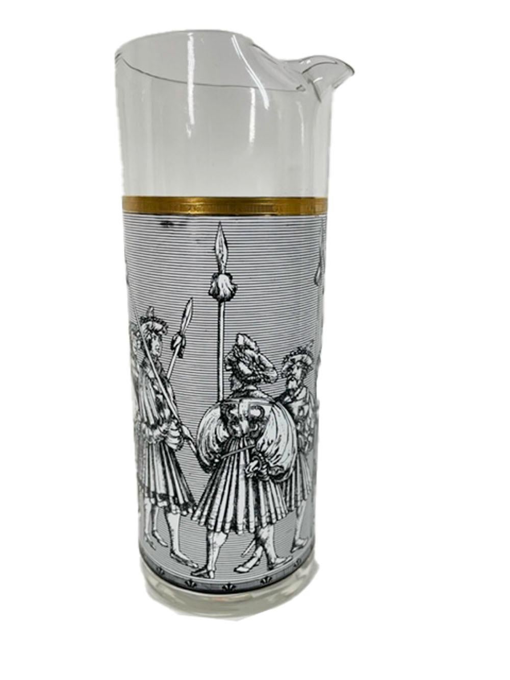 Vintage Cera Glassware Camelot Pattern Cocktail Set in Black and White For Sale 3