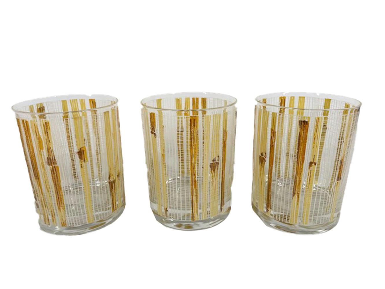 Mid-Century Modern Vintage Cera Glassware for Neiman-Marcus Rocks Glasses in a Bamboo Design