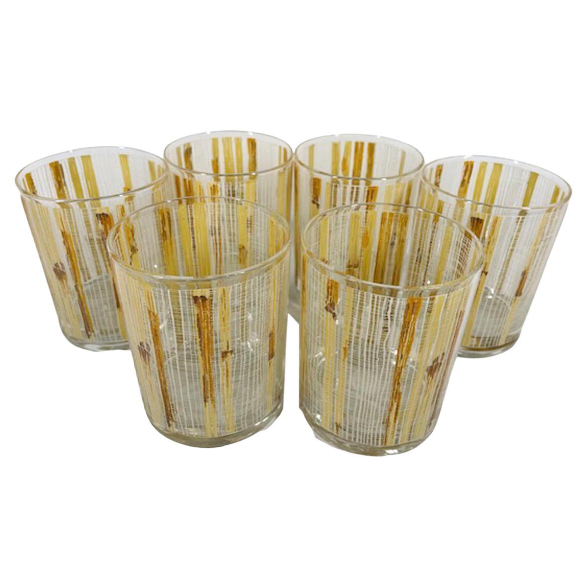 Vintage Cera Glassware for Neiman-Marcus Rocks Glasses in a Bamboo Design