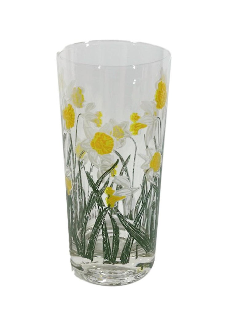 Vintage Cera Glassware Highball Glasses with Enameled Daffodil ...