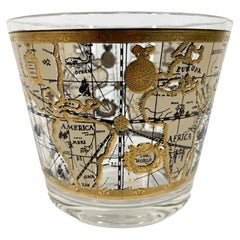 Vintage Cera Glassware Ice Bowl in the Old World Map Pattern