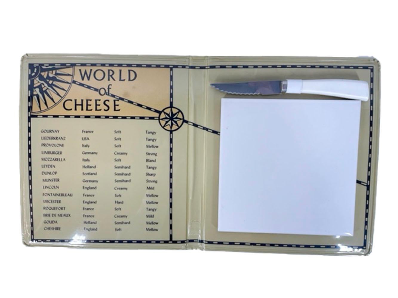 Mid-Century Modern Planche à fromage vintage Cera Old World Map, en forme de livre, World of Cheese en vente