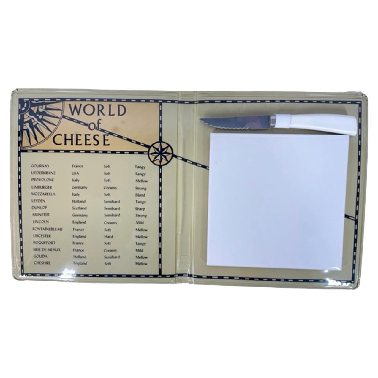 Planche à fromage vintage Cera Old World Map, en forme de livre, World of Cheese en vente