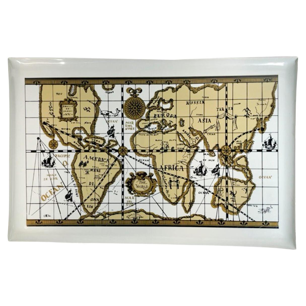 Vintage Cera "Old World Map" Pattern, Companion Serving Tray