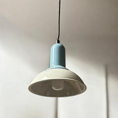 Vintage Ceramic 80s Hanging Lamp by Imago Italy – Retro Charm in Light Blue