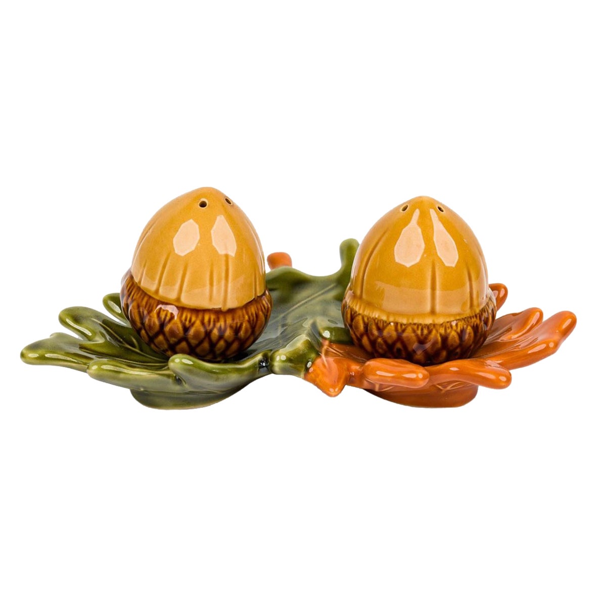 Vintage Ceramic Acorn and Leaf Salt and Pepper Shaker Set