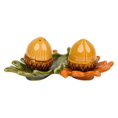 Vintage Ceramic Acorn and Leaf Salt and Pepper Shaker Set