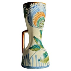 Vintage Ceramic Aksini Floral Vase, Denmark, 1960s