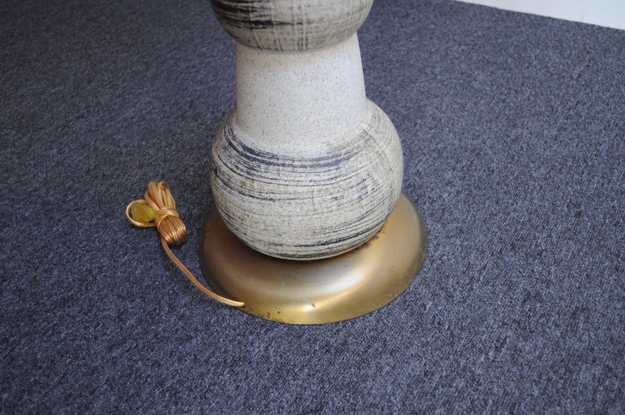Vintage Ceramic and Brass Graduated Dual Socket Floor Lamp with Shade For Sale 11