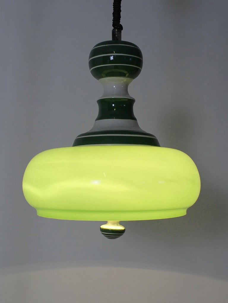 Vintage Ceramic And Glass Ceiling Light Pull Down Lamp