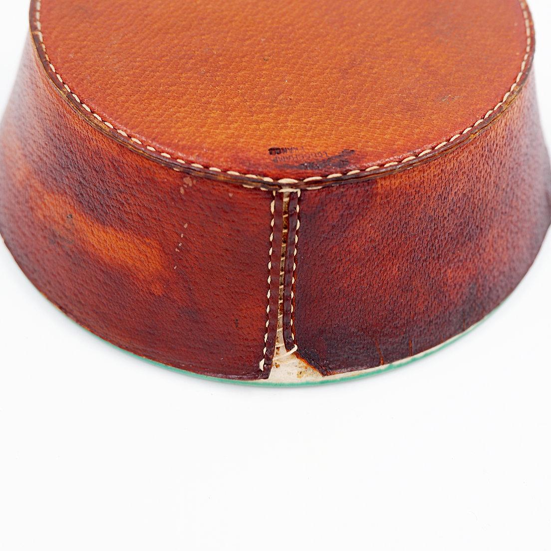 Vintage ceramic and leather ashtray from the 1950s, in the Keramos Sèvres style. im Angebot 7