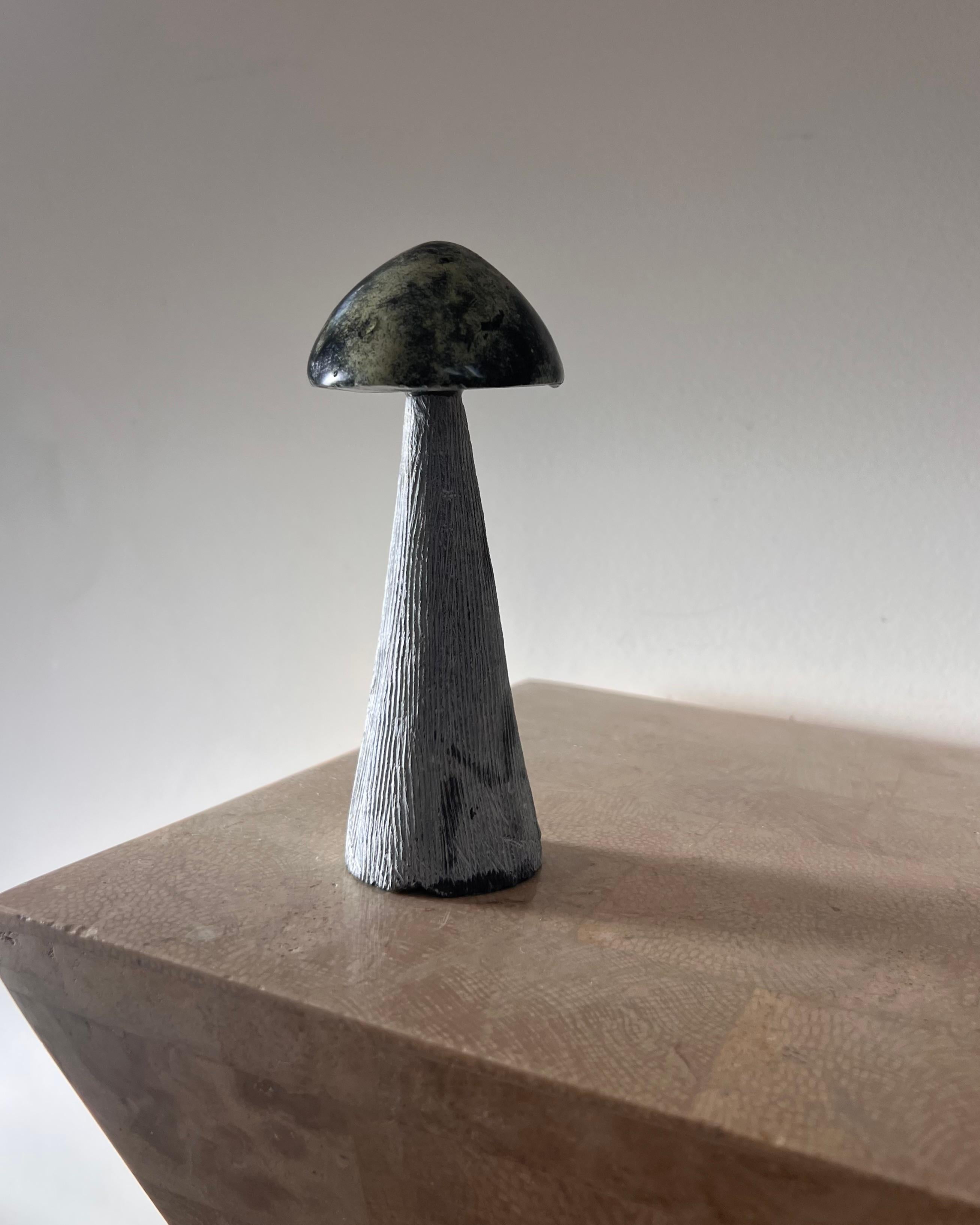 Vintage ceramic and marble mushroom objet d’art, handmade by artist, 1970s For Sale 3
