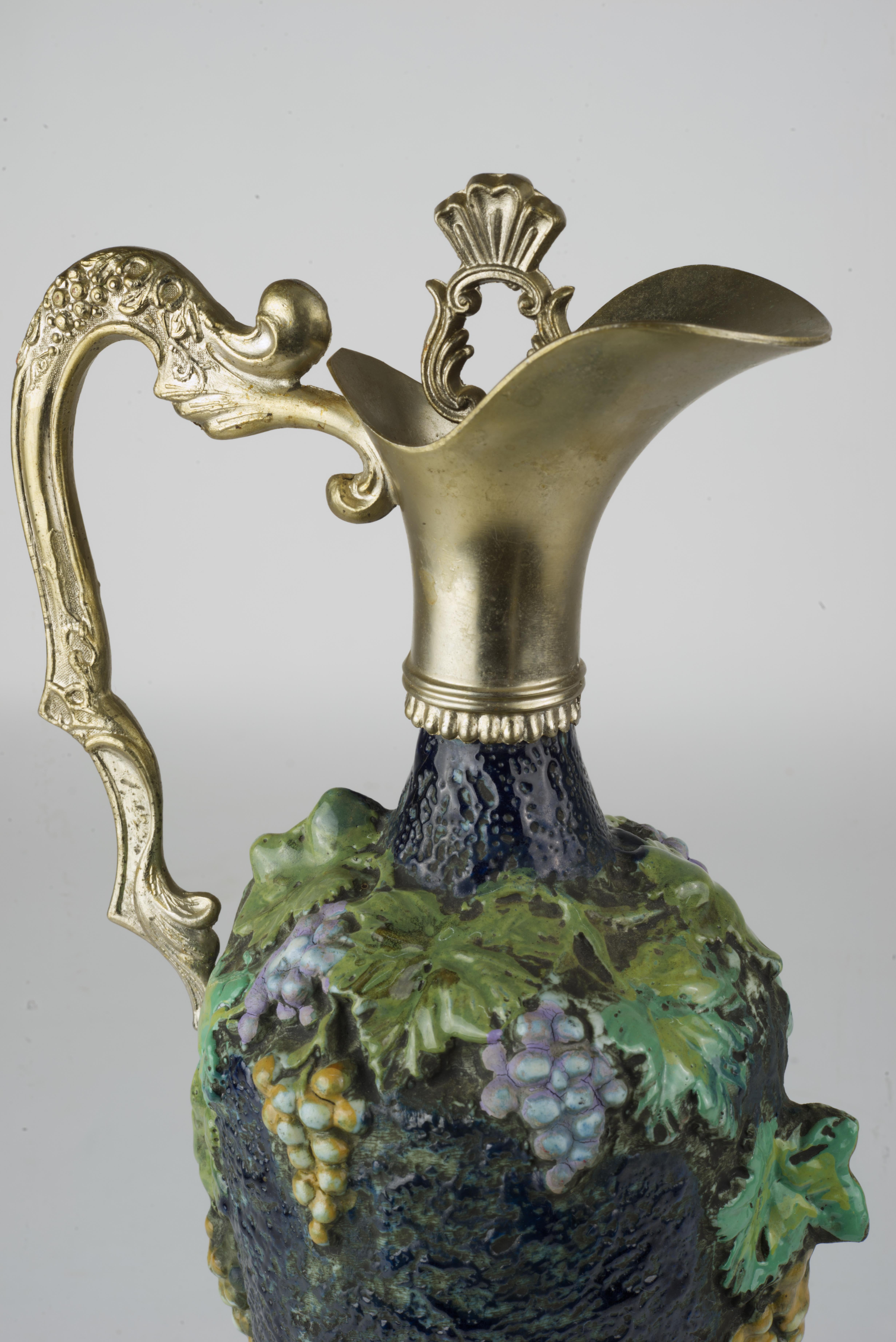 Vintage Ceramic and Metal Decanter Italy Riprod Vietata Art 2598 1